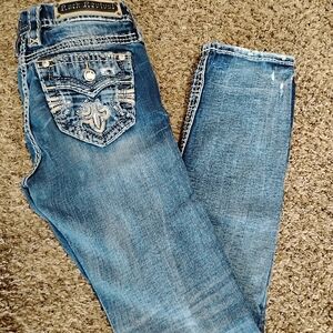 Rock Revival Women's Distressed Blue Straight Leg Jeans 25-30